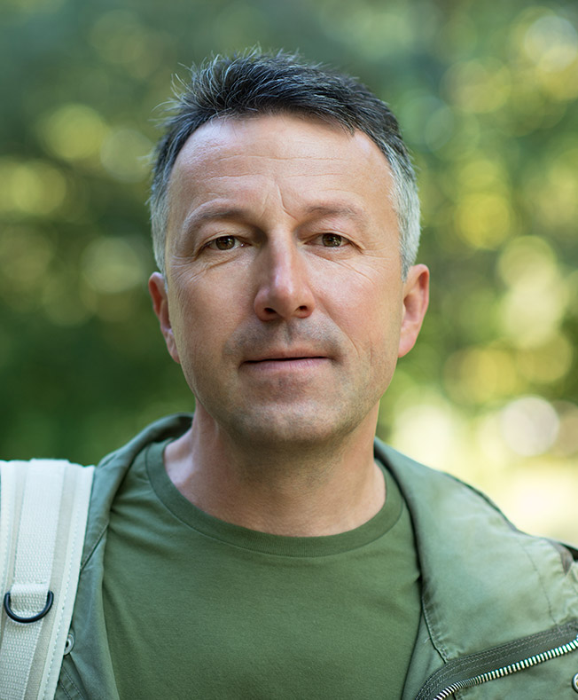man wearing green